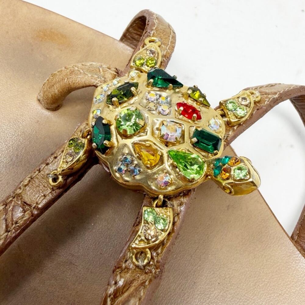 Giuseppe Zanotti Turtle Crystal Slide Sandals Womens Size EU 37.5 - Picture 4 of 8